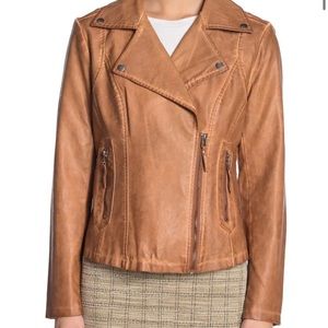 MAXSTUDIO Washed Faux Leather Moto Jacket size XL